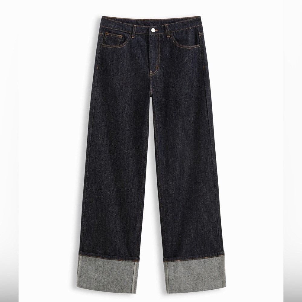 Cider MID-RISE  STRAIGHT LEG Jeans W/ FOLDOVER CUFF